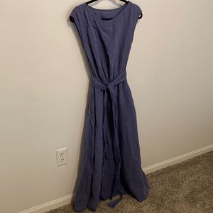 Full length 100% blue custom linen dress from Etsy like Pyne Smith. XS OR S.